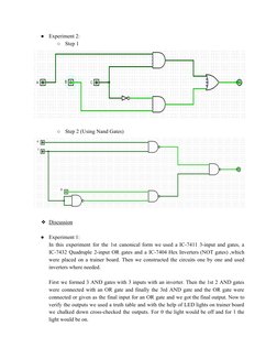●
Experiment 2: 
○
Step 1 
 
 
○
Step 2 (Using Nand Gates) 
 
 
❖Discussion 
 
●
Experiment 1: 
In this experiment for the 1s