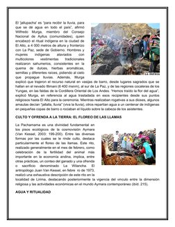 El 'jallupacha' es “para recibir la lluvia, para
que  se  dé  agua  en  todo  el  país”,  afirmó
Wilfredo  Murga,  miembro  d