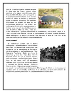 Otro de los elementos a los cuales el aymara
le  rinde  culto  es  Amaru,  nombre  mítico
asociado  a  las  aguas  precordill