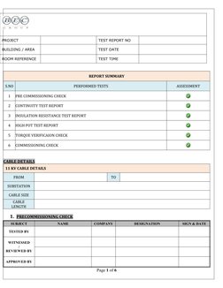 11KV Cable Testing Report Summary | PDF | Insulator (Electricity ...