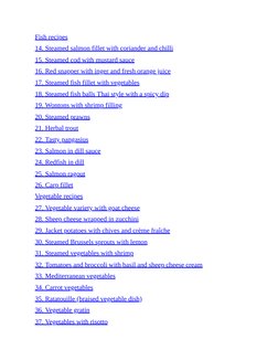 Fish recipes
14. Steamed salmon fillet with coriander and chilli
15. Steamed cod with mustard sauce
16. Red snapper with inge