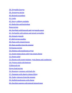 38. Vegetable lasagna
39. Asparagus terrine
40. Braised cucumbers
41. Leeks
42. Savoy cabbage roulades
43. Radicchio and buck