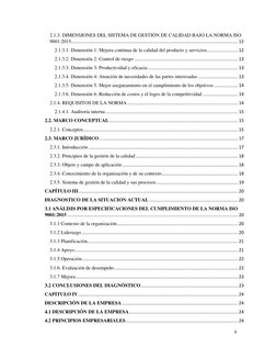 ii  
  
2.1.3. DIMENSIONES DEL SISTEMA DE GESTIÓN DE CALIDAD BAJO LA NORMA ISO 
9001:2015....................................