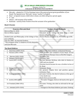 DE LA SALLE JOHN BOSCO COLLEGE
Mangagoy, Bislig City
COLLEGE OF BUSINESS MANAGEMENT 

Mercado – adopted in 1731 by Domingo L