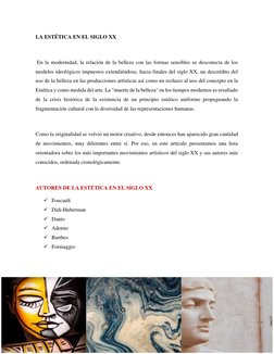 LA ESTÉTICA EN EL SIGLO XX 
 
 En la modernidad, la relación de la belleza co