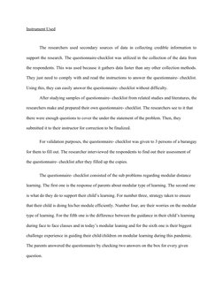 Instrument Used
The researchers used secondary sources of data in collecting credible information to
support the research. Th