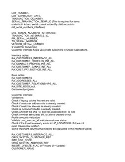LOT_NUMBER,
LOT_EXPIRATION_DATE,
TRANSACTION_QUANTITY,
SERIAL_TRANSACTION_TEMP_ID (This is required for items
under both lot