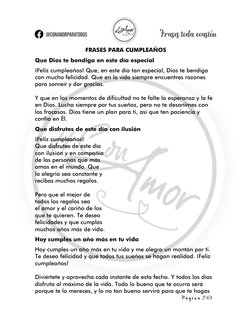 P á g i n a  2 | 69 
 
FRASES PARA CUMPLEAÑOS 
Que Dios te bendiga en este día especial 
¡Feliz cumpleaños! Que, en este dí