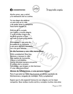 P á g i n a  5 | 69 
 
Mucho amor, paz y salud,  
y la realización de tus sueños. 
 
Yo me alegro de celebrar 
un año más e