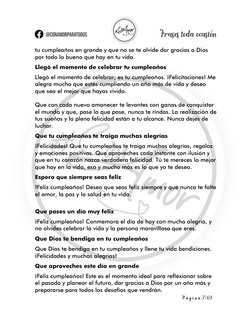 P á g i n a  7 | 69 
 
tu cumpleaños en grande y que no se te olvide dar gracias a Dios 
por todo lo bueno que hay en tu vi