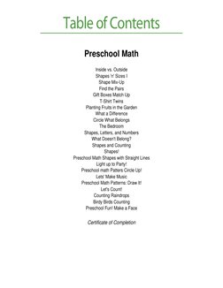 Table of Contents
Preschool Math
Inside vs. Outside
Shapes 'n' Sizes I
Shape Mix-Up
Find the Pairs
Gift Boxes Match Up
T-Shir