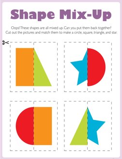 Shape Mix-Up
Oops! These shapes are all mixed up. Can you put them back together?
Cut out the pictures and match them to make