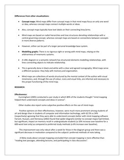 Differences from other visualizations:

Concept maps: Mind maps differ from concept maps in that mind maps focus on only one