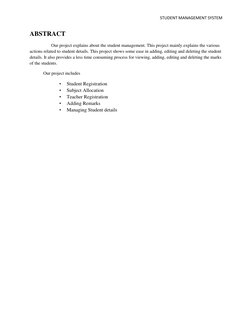 Student Management System Project Report | PDF | System | Design