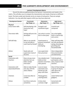 FS1 Episode 2: Learner Development Insights | PDF | Preschool | Teachers