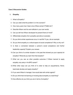 I.
Empathy
1. What is Empathy?
2. Can you state what the problem is in this scenario?
3. How many years has it been since Wil