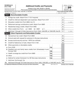 SCHEDULE 3 
(Form 1040)
2020
Additional Credits and Payments
Department of the Treasury  
Internal Revenue Service  
a Attach