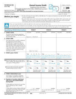 SCHEDULE EIC  
(Form 1040)
Department of the Treasury  
Internal Revenue Service (99) 
Earned Income Credit
Qualifying Child