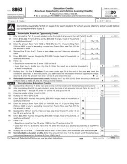 Form   8863
Department of the Treasury 
Internal Revenue Service (99) 
Education Credits  
(American Opportunity and Lifetime