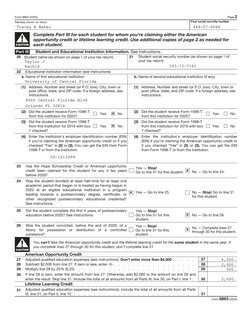 Form 8863 (2020)
Page 2 
Name(s) shown on return 
Your social security number
F
!
CAUTION
Complete Part III for each student