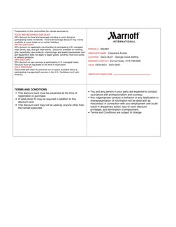 Presentation of this card entitles the named associate to:
FOOD AND BEVERAGE DISCOUNT
20% discount for food and beverage incl