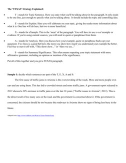 Texas Model Writing Understanding the TEXAS Paragraph Structure | PDF | Communication ...