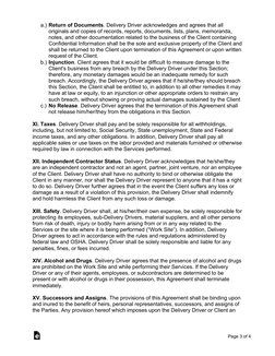Delivery Driver Service Contract Template | PDF | Indemnity ...