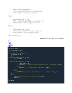 
We first divide the year by 4.

If it is not divisible by 4 then it is not a leap year.

If it is divisible by 4 leaving