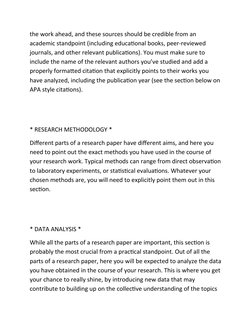 the work ahead, and these sources should be credible from an 
academic standpoint (including educational books, peer-reviewed