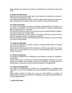 Cabe destacar que este tipo de cartas no garantiza que la información haya sido
leída.
9- Cartas de autorización
Este tipo de