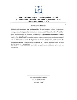 FACULTAD DE CIENCIAS ADMINISTRATIVAS 
CARRERA INGENIERÍA EN GESTIÓN EMPRESARIAL 
UNIDAD DE TITULACIÓN 
iii 
 Certificació
