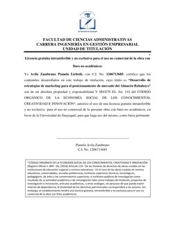 FACULTAD DE CIENCIAS ADMINISTRATIVAS 
CARRERA INGENIERÍA EN GESTIÓN EMPRESARIAL 
UNIDAD DE TITULACIÓN 
v 
 Licencia gratu