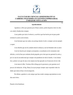 FACULTAD DE CIENCIAS ADMINISTRATIVAS 
CARRERA INGENIERÍA EN GESTIÓN EMPRESARIAL 
UNIDAD DE TITULACIÓN 
vii 
 Agradecimien