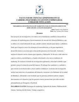 FACULTAD DE CIENCIAS ADMINISTRATIVAS 
CARRERA INGENIERÍA EN GESTIÓN EMPRESARIAL 
UNIDAD DE TITULACIÓN 
viii 
“DESARROLLO