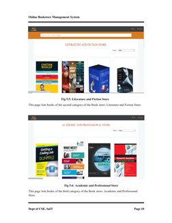 Online Bookstore Management System
Dept of CSE, SaIT
Page 10
Fig 5.5: Literature and Fiction Store
This page lists books of t