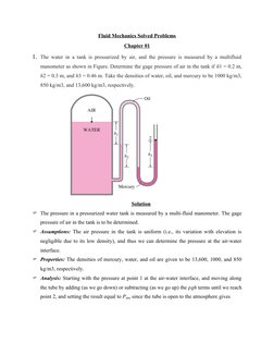 Fluid Mechanics Pressure Problem Solutions | PDF | Pressure Measurement ...