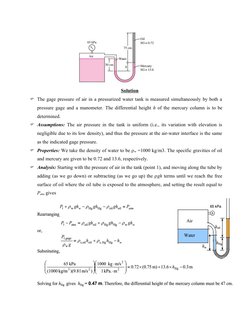 Fluid Mechanics Pressure Problem Solutions | PDF | Pressure Measurement ...