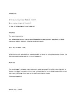 Polygraph Report: Homicide Case Findings | PDF