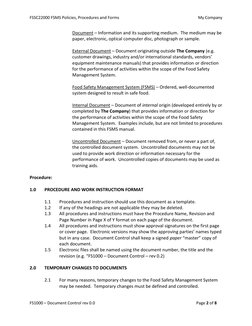 FSSC22000 FSMS Policies, Procedures and Forms                                                                             My