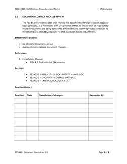 FSSC22000 FSMS Policies, Procedures and Forms                                                                             My