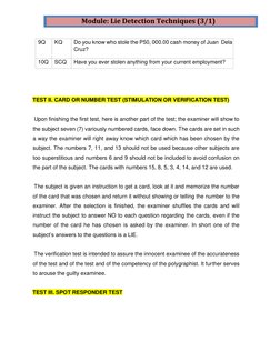 Polygraph Test Techniques and Samples | PDF | Polygraph | Question