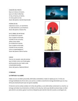 CANCIÓN DEL PIRATA
Que es mi barco mi tesoro,
que es mi dios la libertad,
mi ley, la fuerza y el viento,
mi única patria la m