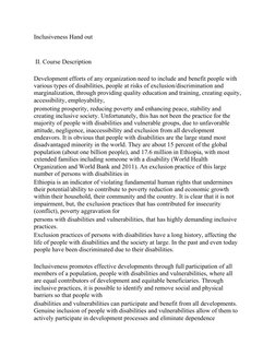 Inclusiveness Hand out
 II. Course Description 
Development efforts of any organization need to include and benefit people wi