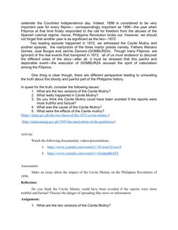 celebrate the Countries Independence day. Indeed, 1898 is considered to be very
important year for every filipino— correspond