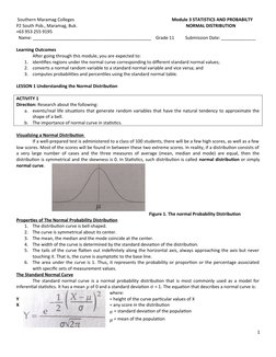 Southern Maramag Colleges                                                                                       Module 3 STA