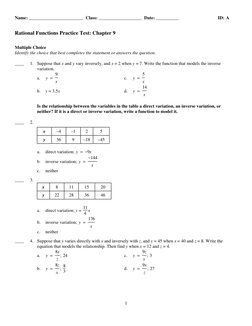 Name: ________________________  Class: ___________________  Date: __________ 
ID: A
1
Rational Functions Practice Test: Chapt