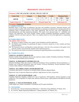 1 | P a g e 
 
PROBABILITY AND STATISTICS 
 
II Semester: CSE / CSE (AI & ML) / CSE (DS) / CSE (CS) / CSIT / IT 
Course Code