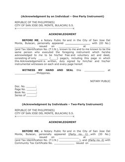 Sample Notarized Acknowledgment Form | PDF | Notary Public | Practice ...