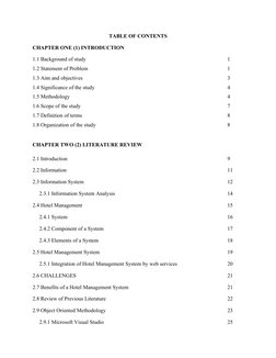 TABLE OF CONTENTS
CHAPTER ONE (1) INTRODUCTION
1.1 Background of study
1
1.2 Statement of Problem
1 
1.3 Aim and objectives