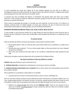 INFIERNO  
Destino Final de los condenados 
 
La única autoridad que existe para hablar de lo que sucederá después de esta vi